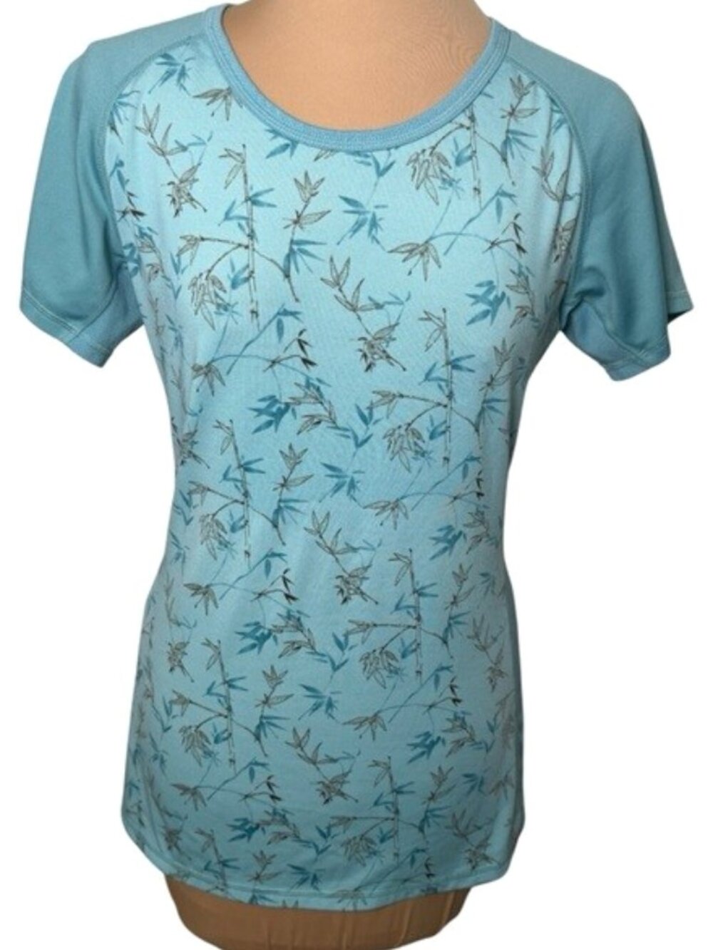 The North Face VaporWick Running Hiking Athletic Top Blue Print Medium